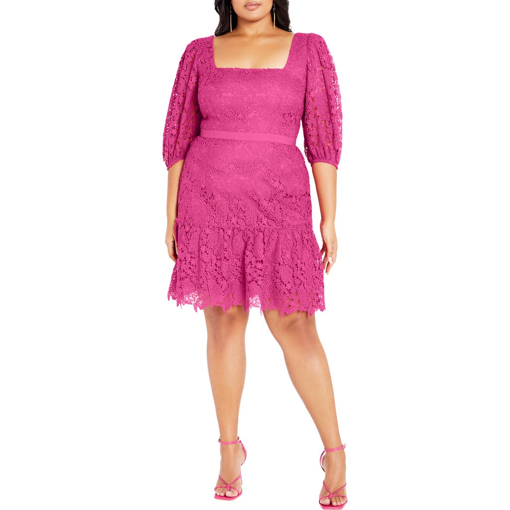 City Chic Priscilla Lace Minidress In Lilac Rose
