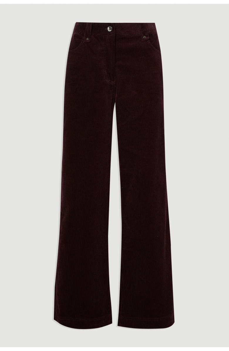 Karen Millen Cord Straight Leg Pants, Alternate, color, Berry