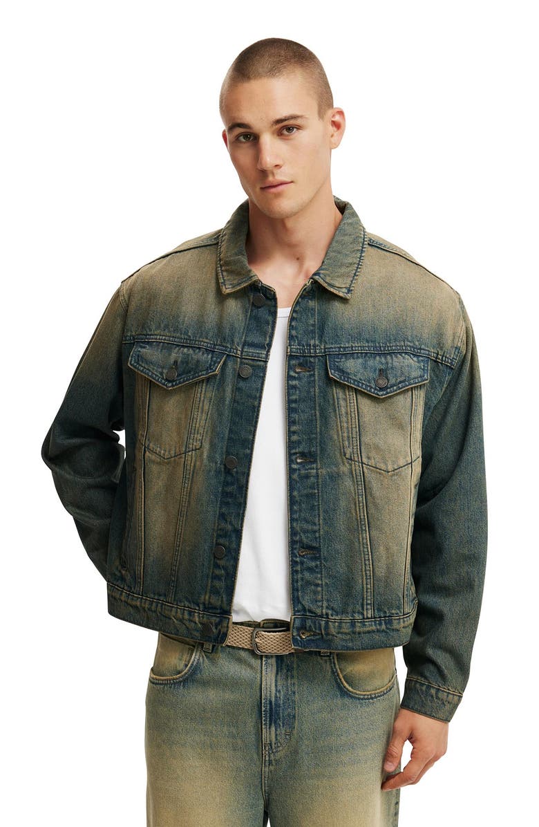 Cotton On Men's Denim Trucker Jacket, Main, color, Y2k Washed Blue