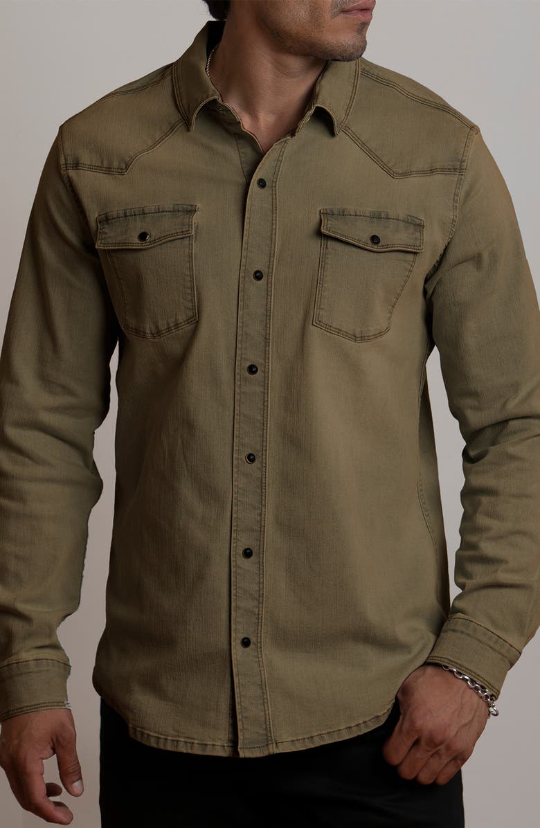 CANYON OF HEROES Big Sky Western Stretch Denim Shirt, Main, color, Sage