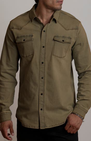 Canyon Of Heroes Big Sky Western Stretch Denim Shirt In Sage