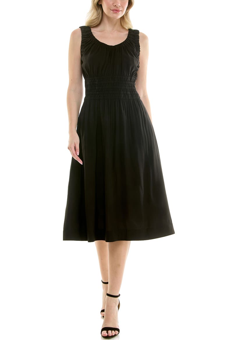 Smocked Waist Tank Dress, Alternate, color, VERY BLACK