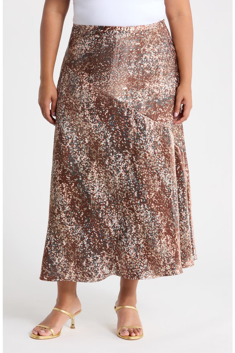 Savoy Printed Bias Maxi Skirt, Main, color, BROWN MULTI