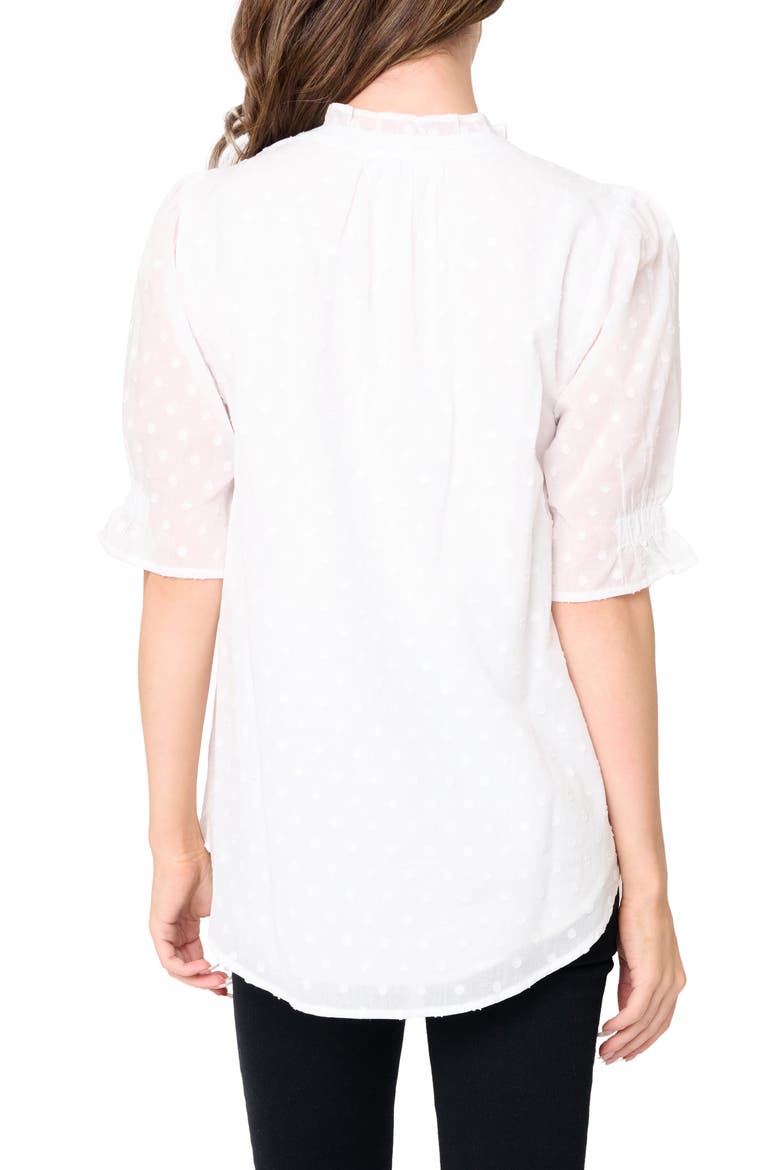 Dianthus Clip Dot Cotton Popover Shirt, Alternate, color, WHITE DOT