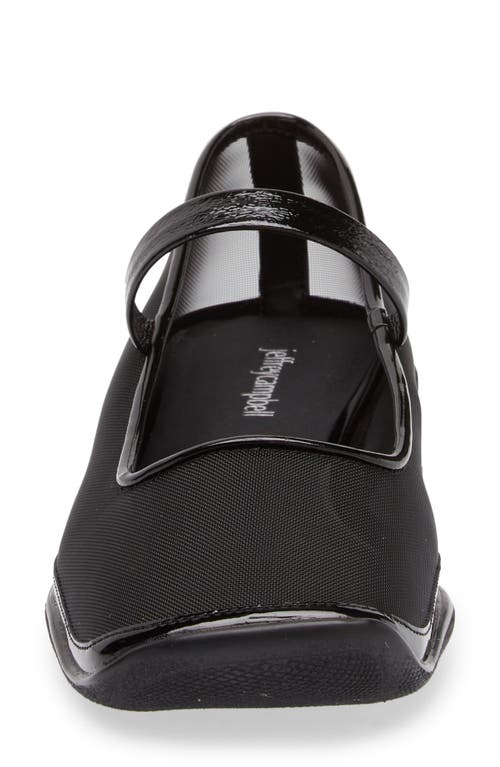 Jeffrey Campbell Coppelia Mesh Flat In Black Mesh Black Patent