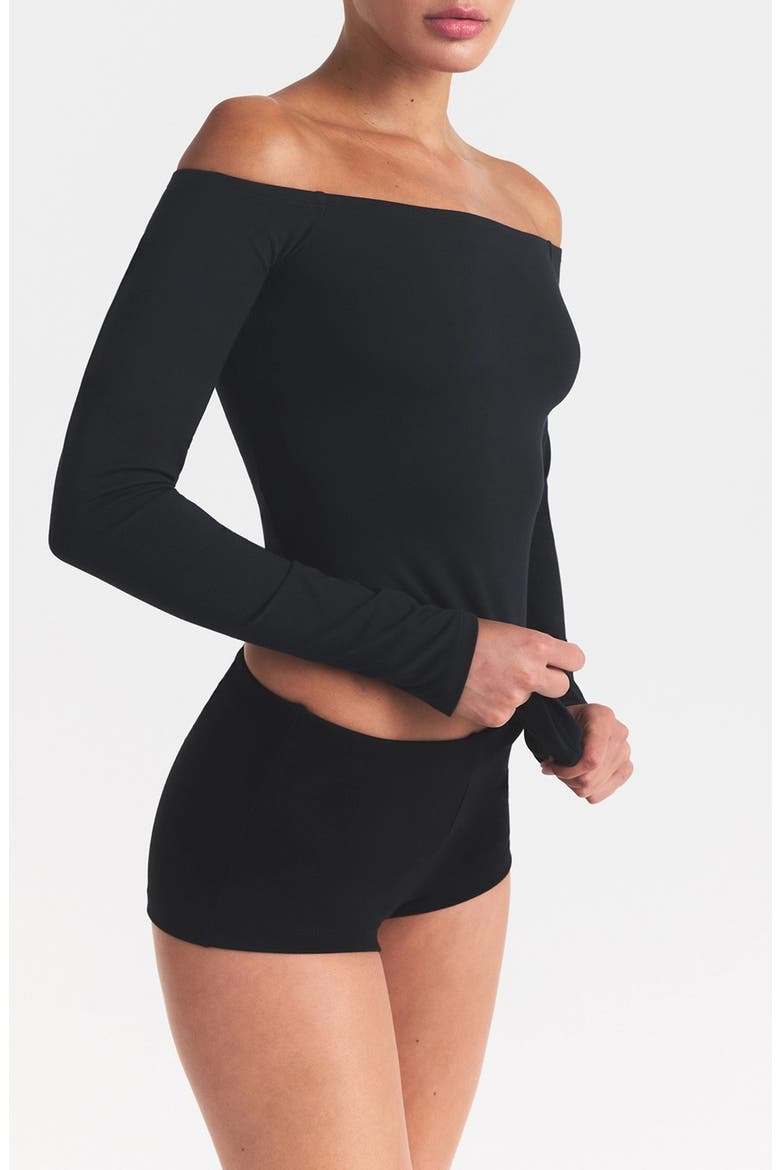 Smooth Layers Off the Shoulder Top, Alternate, color, OBSIDIAN