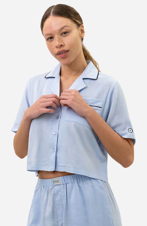 Sunday Citizen Piped Cotton Blend Pajamas In Blue