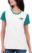 G-III 4HER BY CARL BANKS Women's G-III 4Her by Carl Banks White/Aqua Miami Dolphins Fashion Illustration T-Shirt