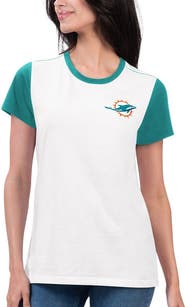 G-III 4HER BY CARL BANKS Women's G-III 4Her by Carl Banks White/Aqua Miami Dolphins Fashion Illustration T-Shirt