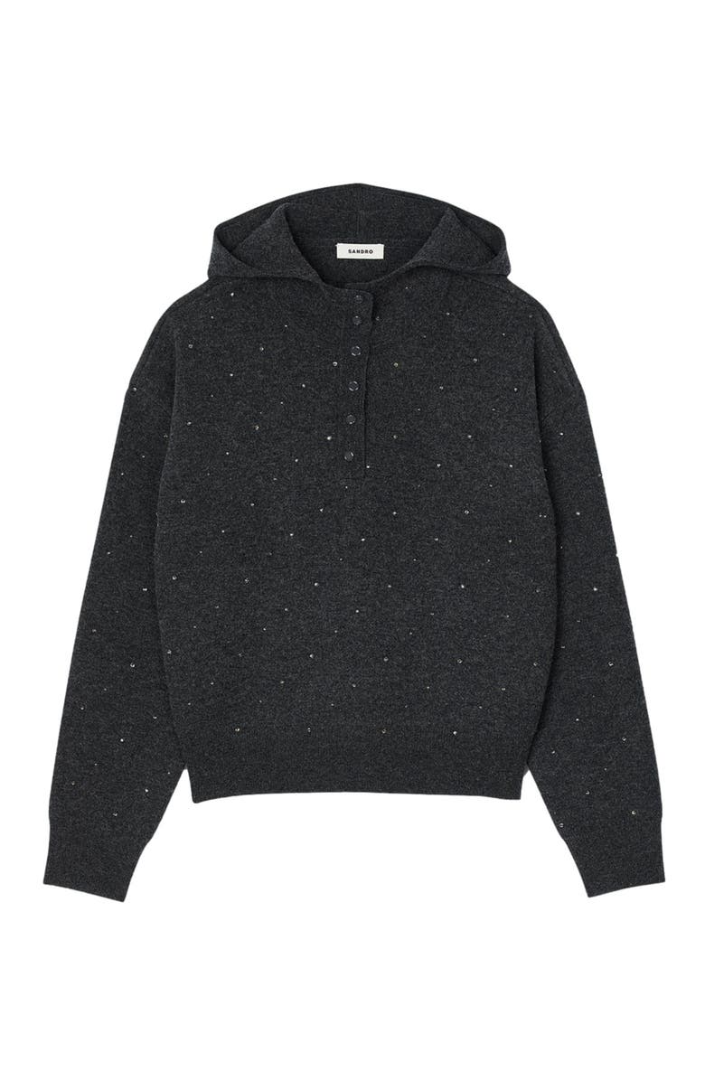 SANDRO Rhinestone hooded sweater, Alternate, color,