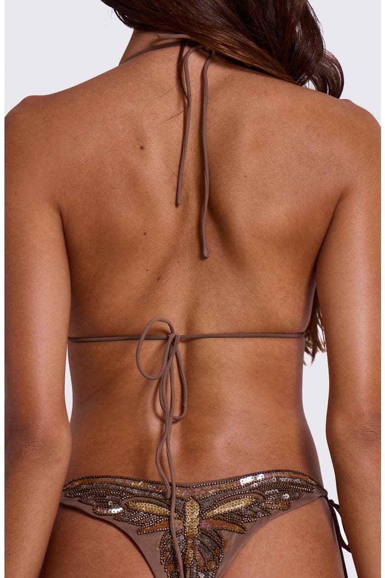 Alula Embellished Butterfly Triangle Bikini Top, Alternate, color, GOLD