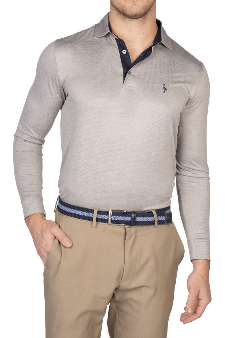 Long Sleeve Performance Knit Polo, Main, color, GREY