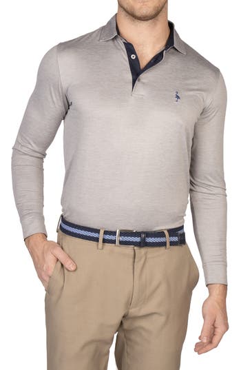 Tailorbyrd Long Sleeve Performance Knit Polo In Gray