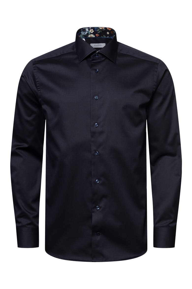 Slim Fit Solid Navy Dress Shirt, Alternate, color, NAVY