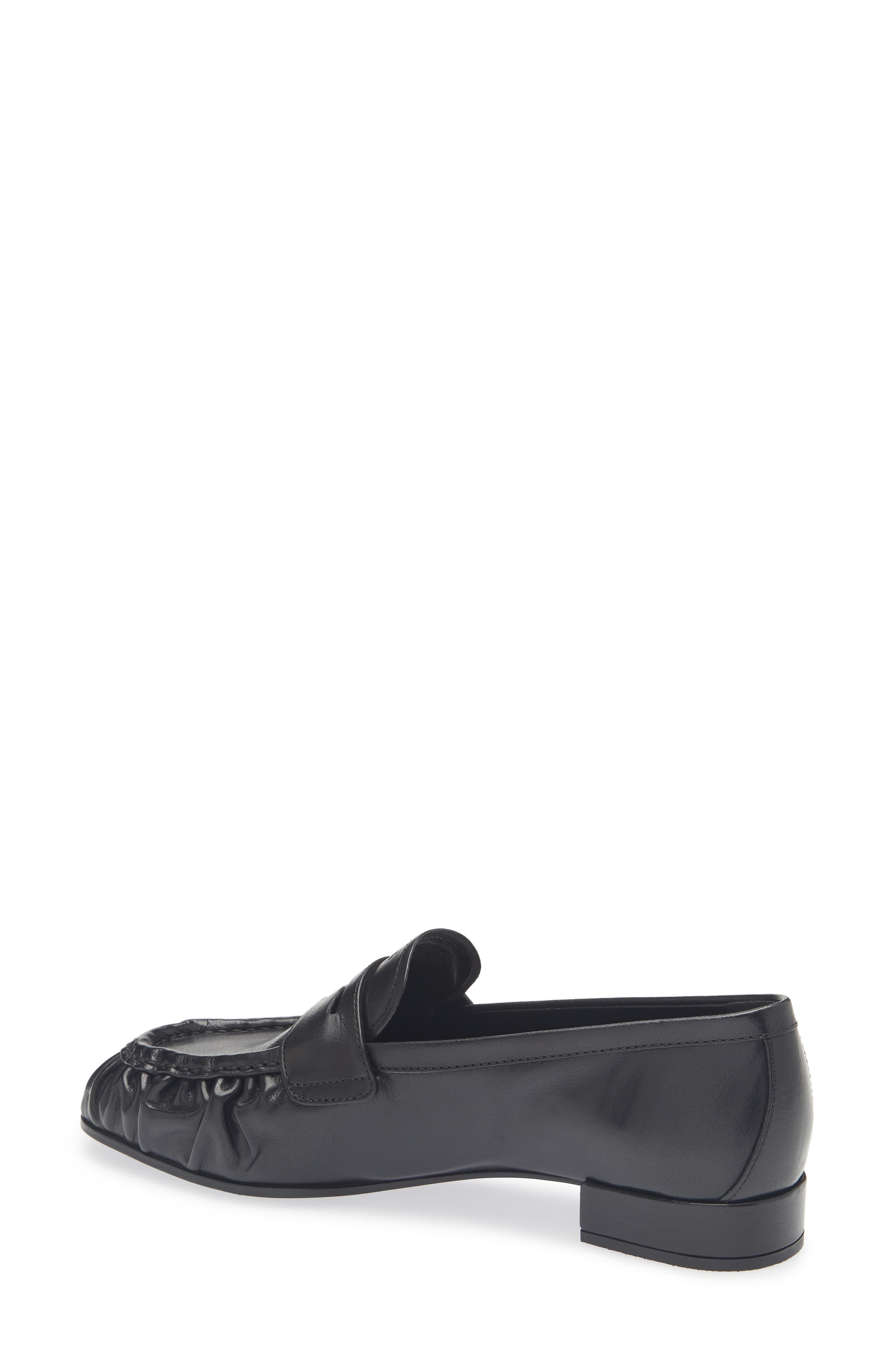 Prada Ruched Toe Penny Loafer, Alternate, color, Nero
