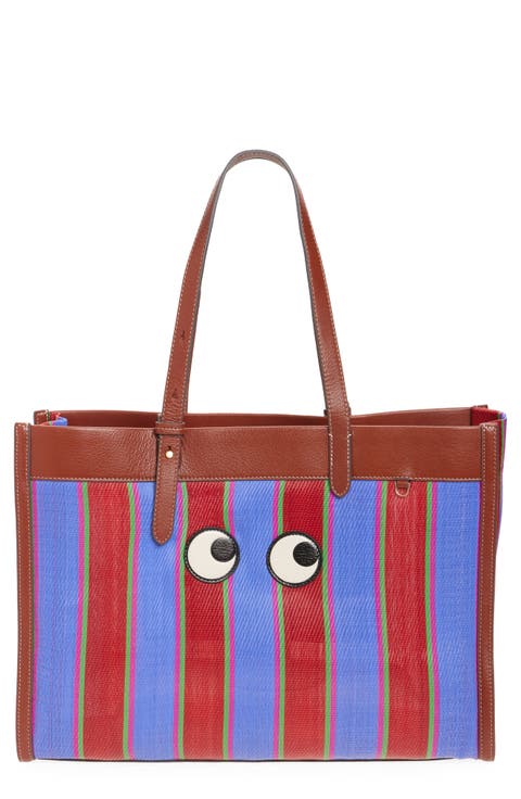 Eyes Stripe Recycled Mesh East/West Tote