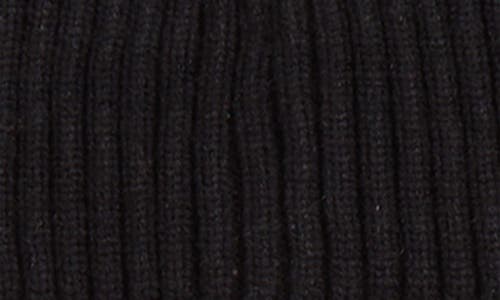 Vince Camuto Chevron Wrap Scarf & Faux Fur Pompom Beanie Set In Black