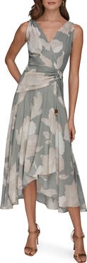 Donna Karan New York Faux Wrap Midi Dress