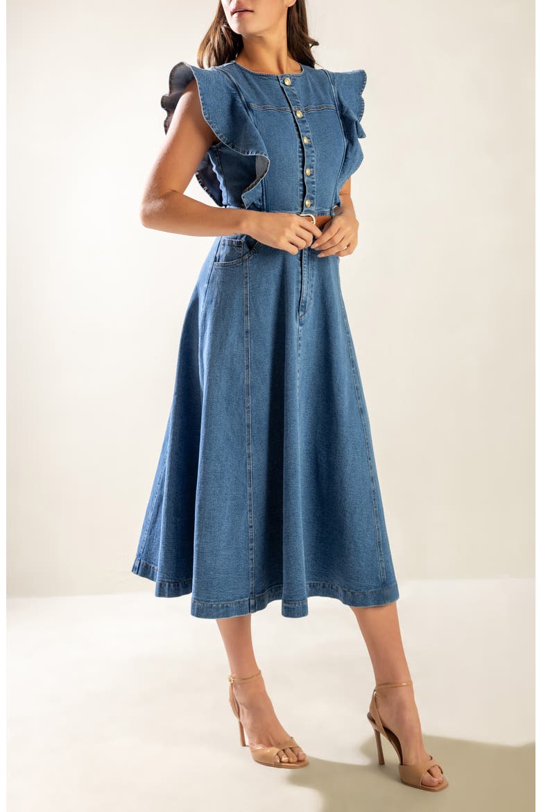 Belted Denim Midi Dress, Alternate, color, INDIGO DENIM