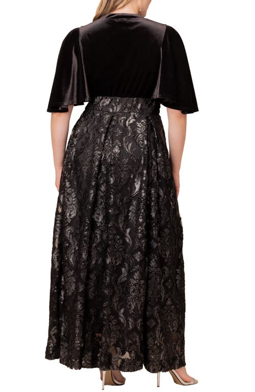 Kiyonna Radiant Opulence Mixed Media Ballgown In Black