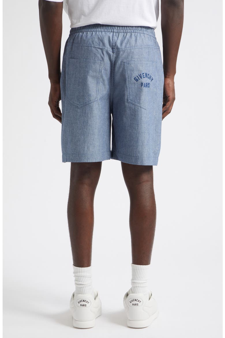 Couture Seam Engineer Stripe Cotton Bermuda Shorts, Alternate, color, WHITE/ BLUE