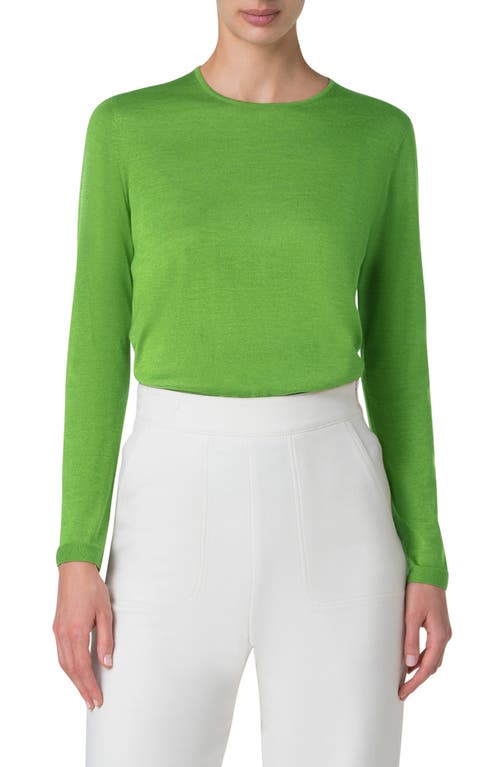 Akris Cashmere & Silk Fine Rib Sweater In Grass Green
