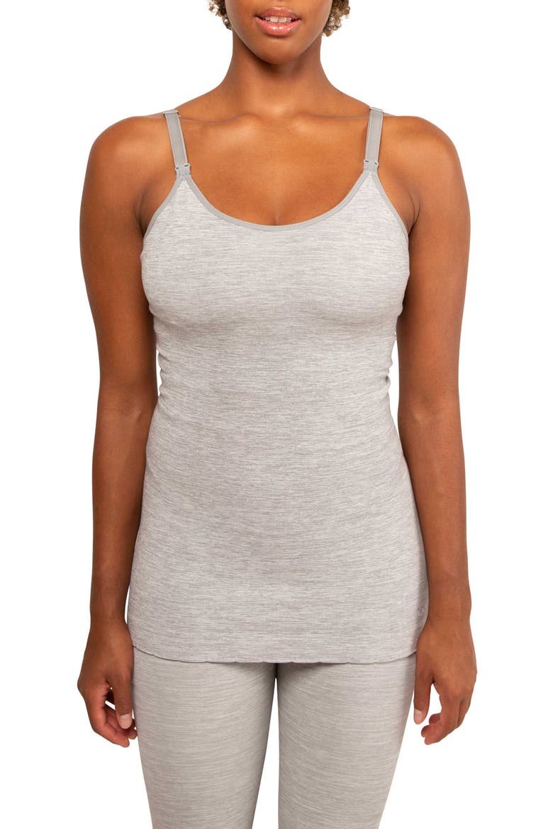 Seamless Maternity/Nursing Yoga Tank, Main, color, GRAPHITE MELANGE