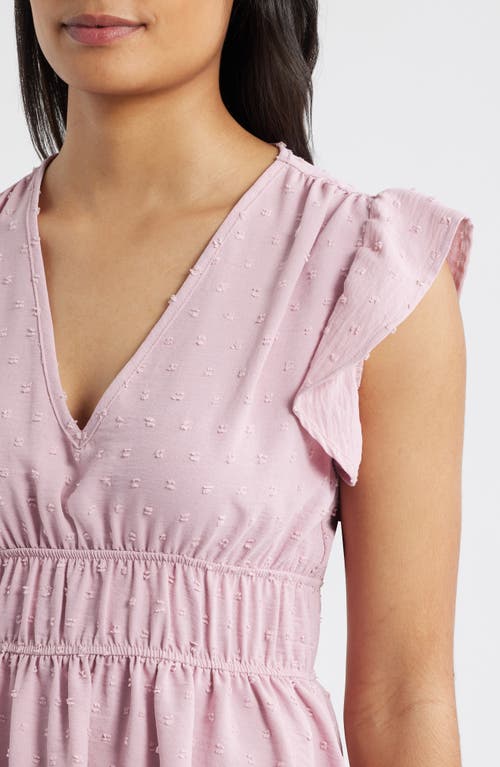 Loveappella Flutter Sleeve Empire Waist Top In Pink