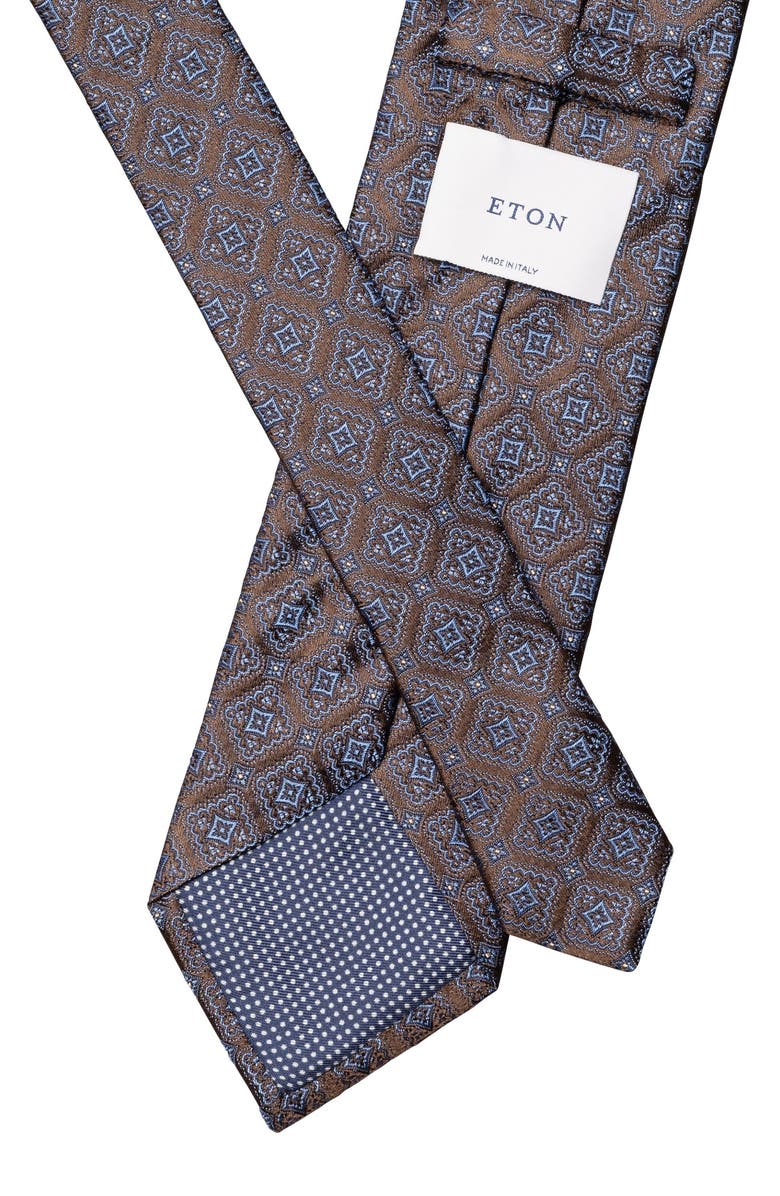 Eton Medallion Silk Tie, Alternate, color, Medium Brown