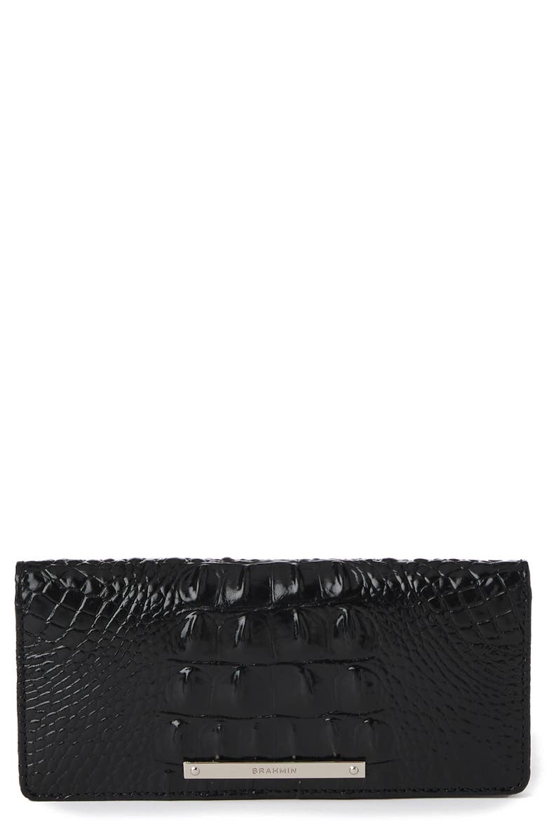 Brahmin Ady Croc Embossed Leather Bifold Wallet, Main, color, Black