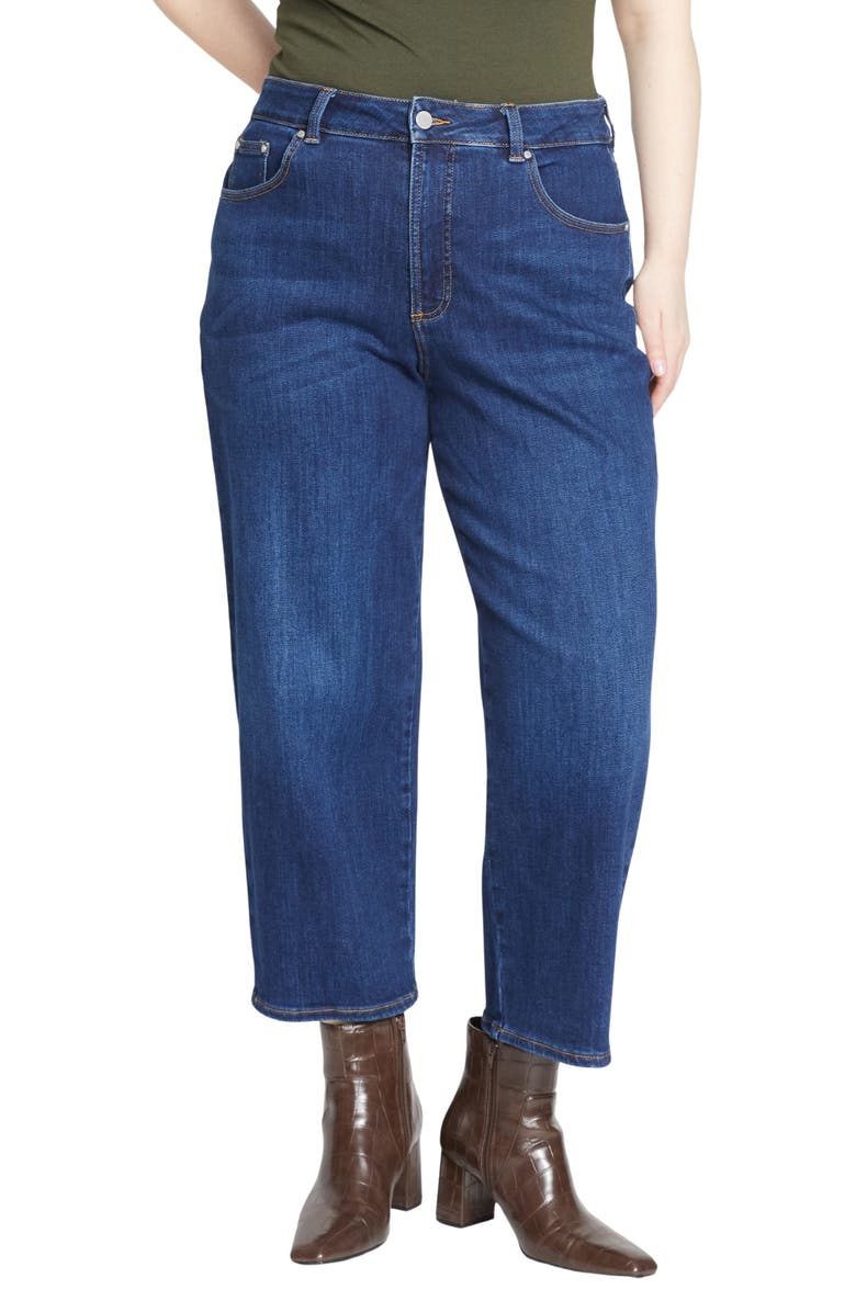 Universal Standard Donna Curve High Waist Straight Leg Jeans, Main, color, Stonewash Indigo Blue