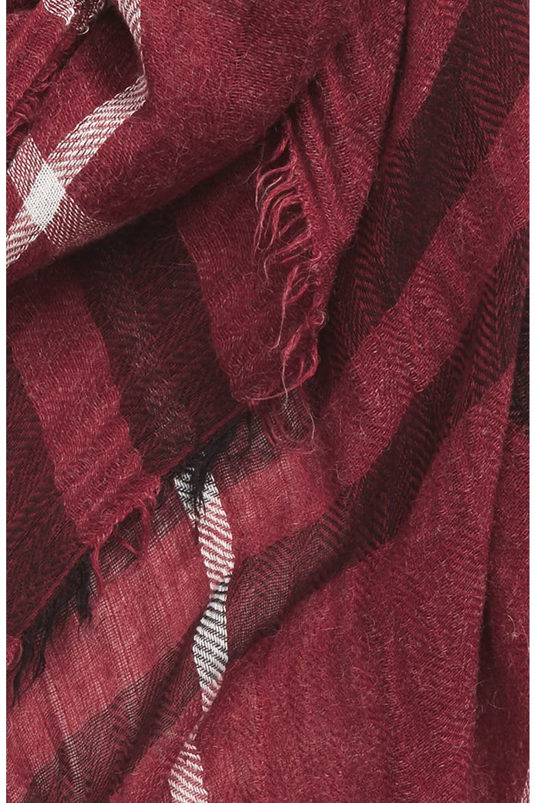 Plaid Oblong Scarf, Alternate, color, BURGUNDY