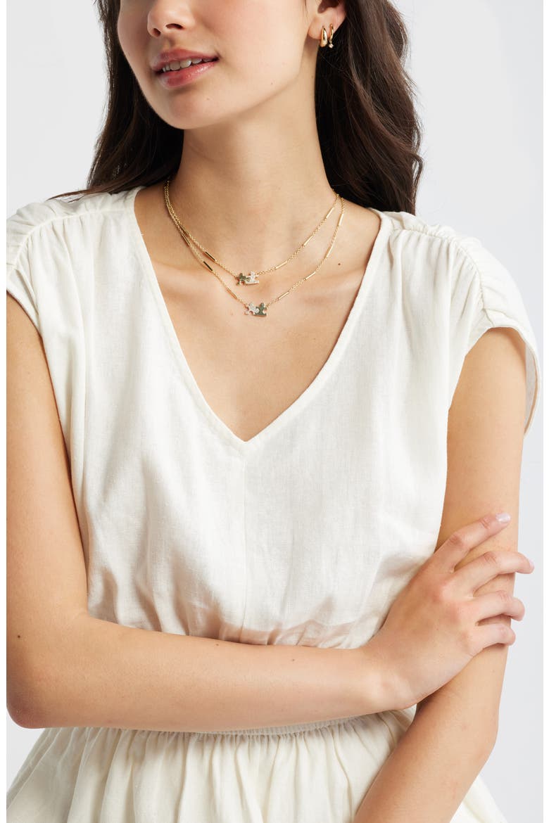 Gift Boxed Set of 2 Demi Fine Mommy & Me Crystal Puzzle Pendant Necklaces, Alternate, color, CLEAR- GOLD