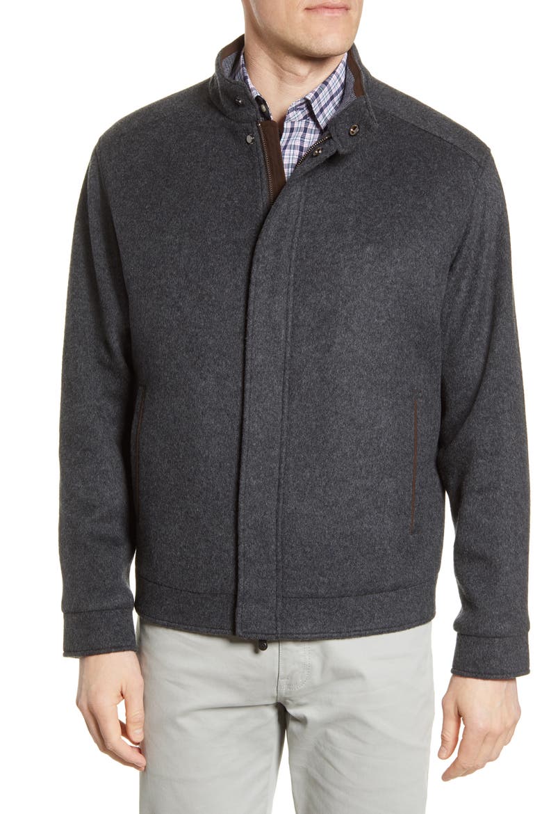 Crown Flex Fleece Wool Bomber Jacket, Alternate, color, IRON