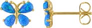 FZN Sterling Silver & Lab-Grown Opal Butterfly Stud Earrings