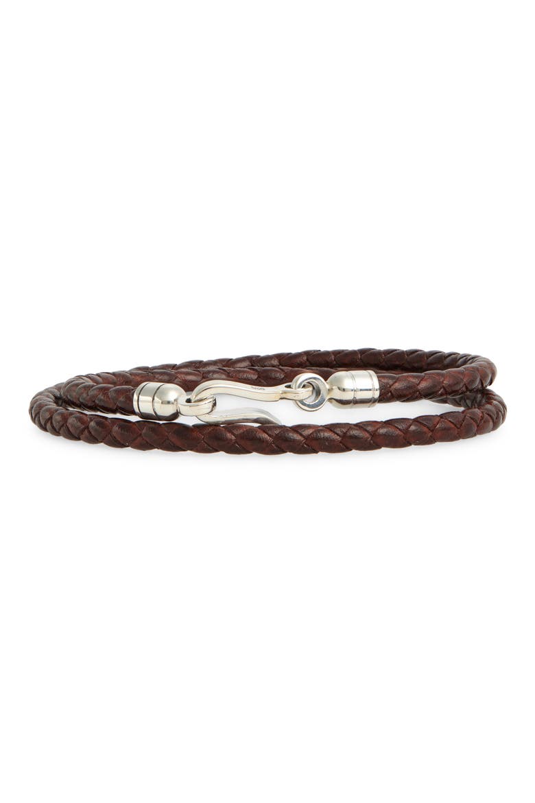 Men's Euro Braided Leather Double Wrap Bracelet, Main, color, TAN