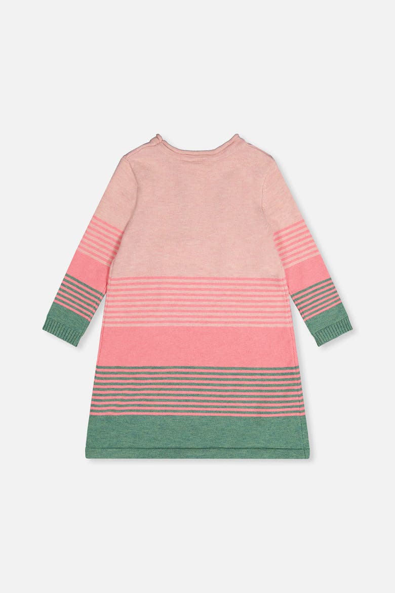 Knitted Stripe Cat Appliqué A-Line Dress, Alternate, color, Very Pale Pink and Green