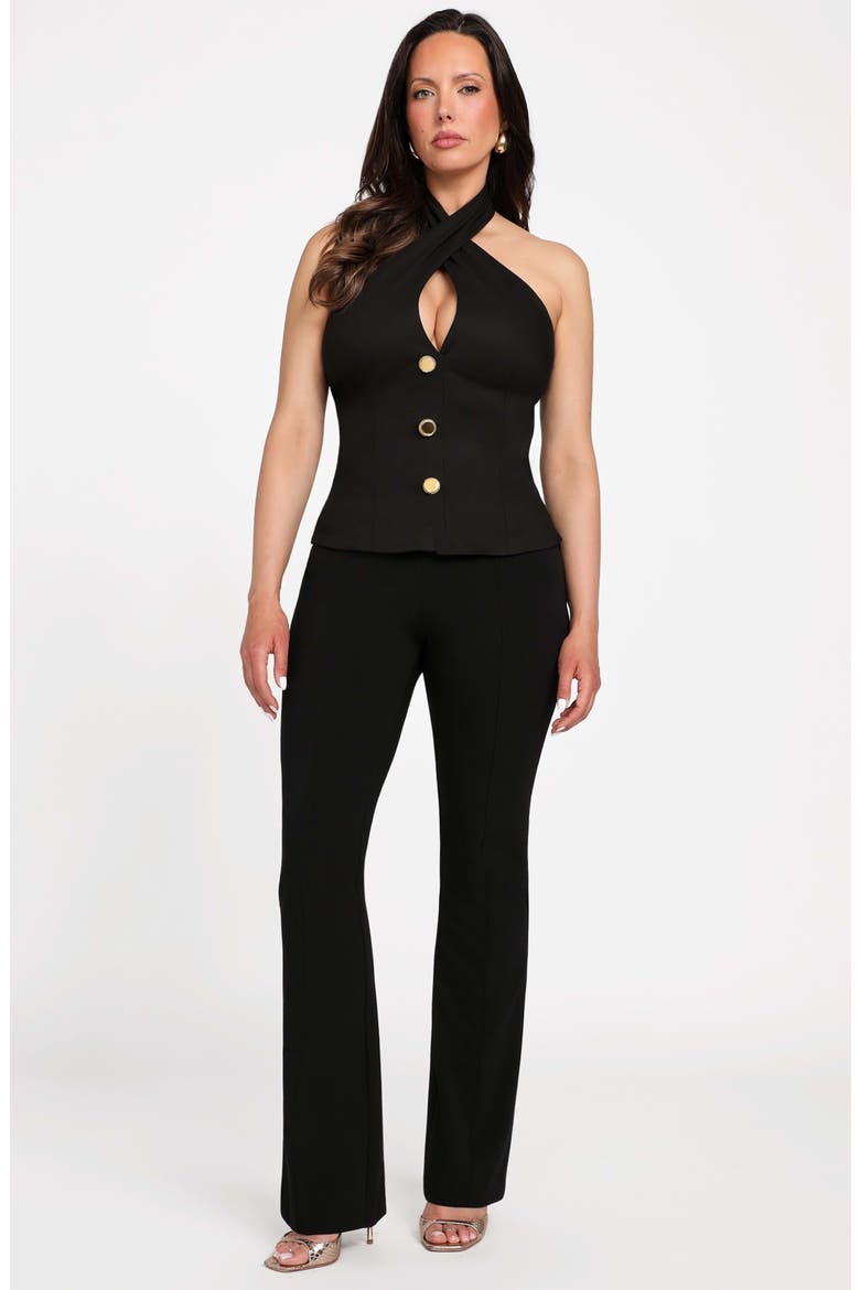 Nada Halter Stretch Organic Cotton Blend Top, Alternate, color, JET BLACK