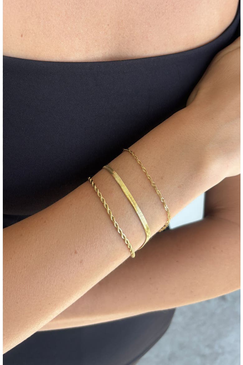 Set of 3 Assorted Chain Bracelets, Alternate, color, GOLD