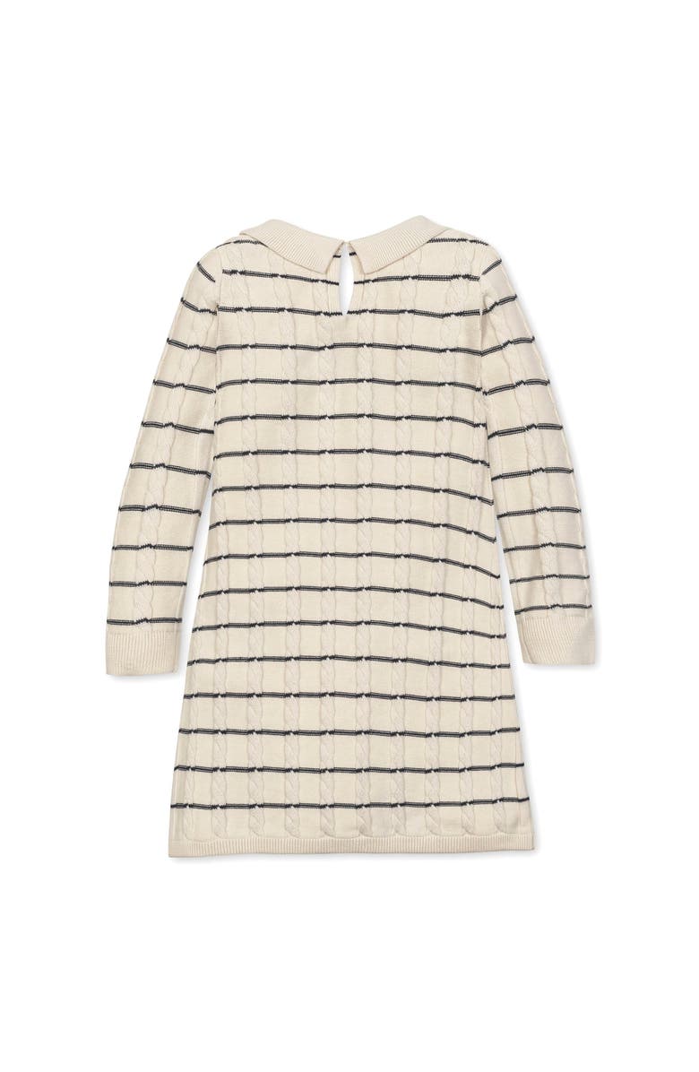 Hope & Henry Kids' Organic Long Sleeve Peter Pan Collar Sweater Dress, Alternate, color, Ivory Cable Breton Stripe