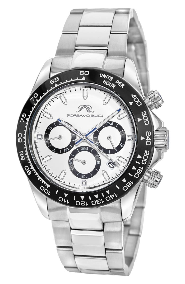 PORSAMO BLEU Men's Preston Multi-Function Dial Two-Tone Stainless Steel Bracelet Watch, 41mm, Main, color, 