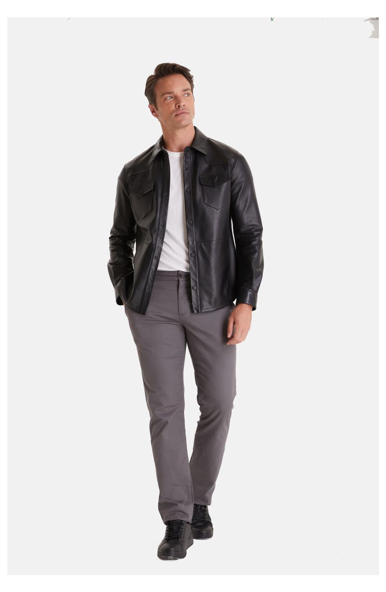 Furniq UK Dominic Leather Jacket, Alternate, color, Black