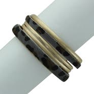 OLIVIA WELLES Faux Fur & Antique Finish Cuff Bracelet