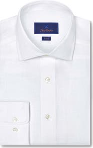 David Donahue Trim Fit Herringbone Linen Dress