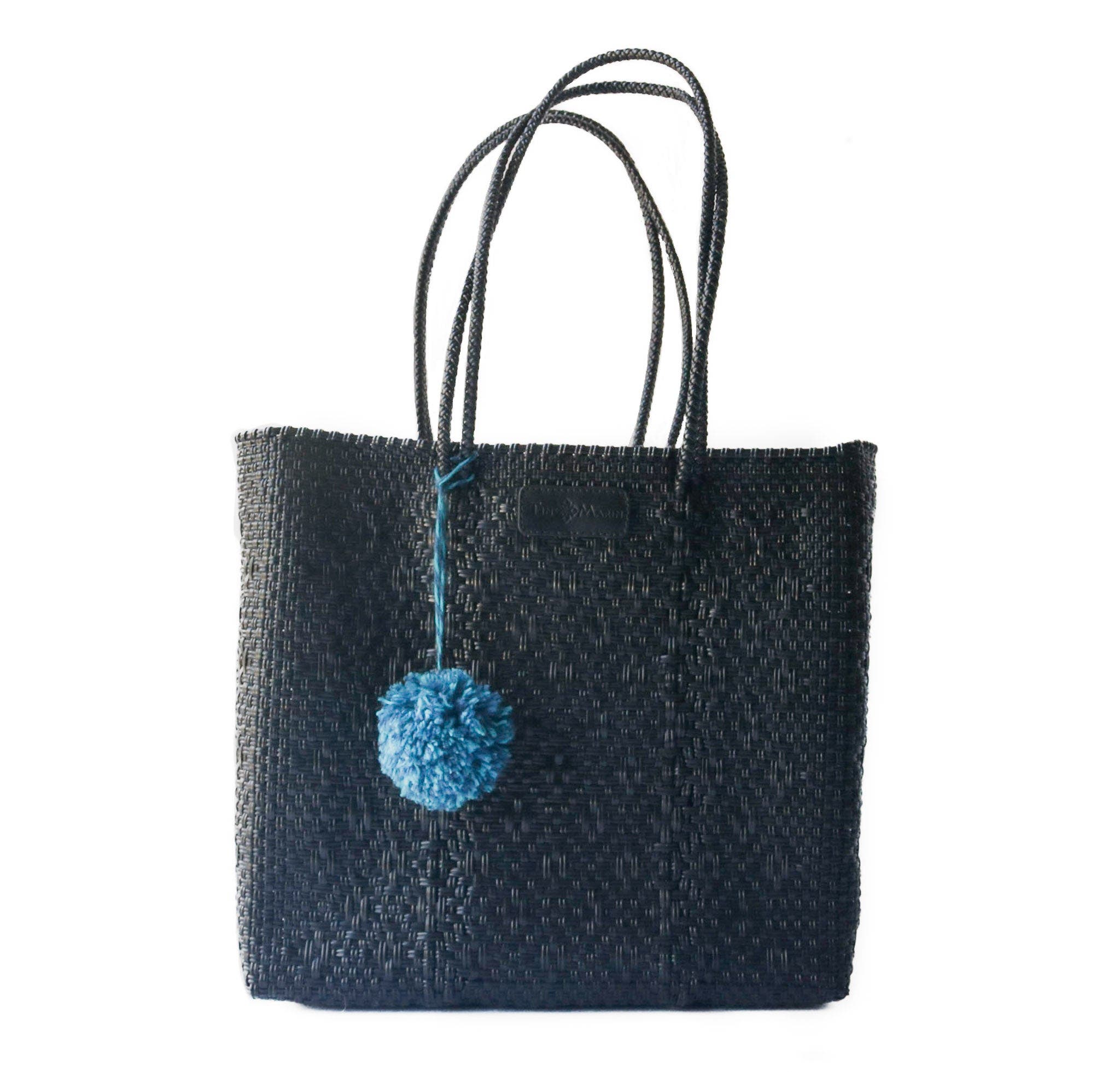 Tin Marin All Black Woven Tote, Main, color, Black