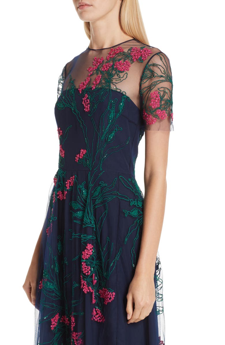 Carolina Herrera Floral Cocktail Dress, Alternate, color, 