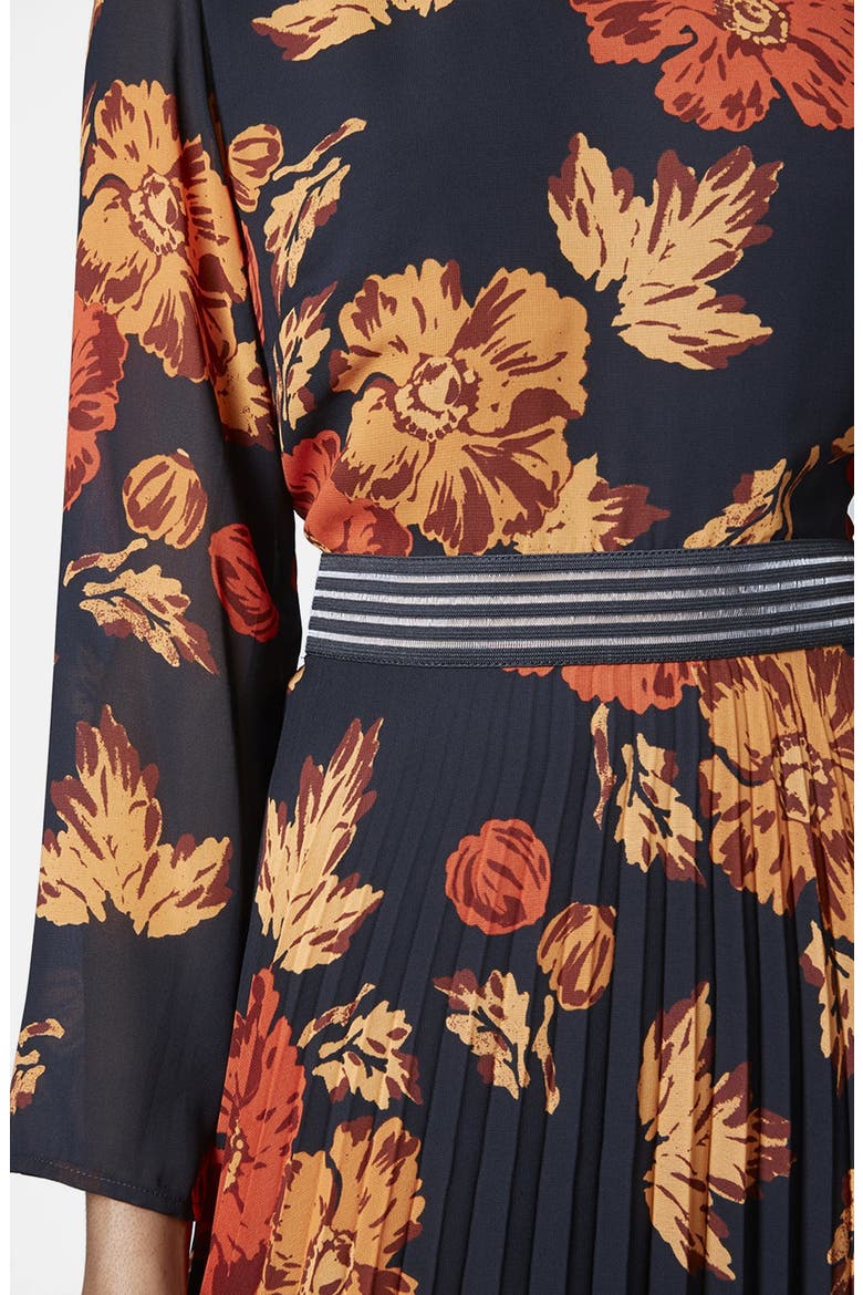 'Bloomsbury' Floral Print Midi Dress, Alternate, color, RED MULTI