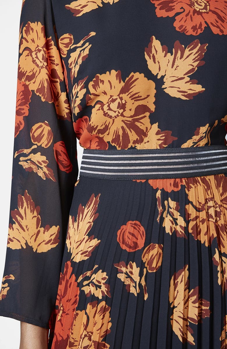 Topshop 'Bloomsbury' Floral Print Midi Dress, Alternate, color, 