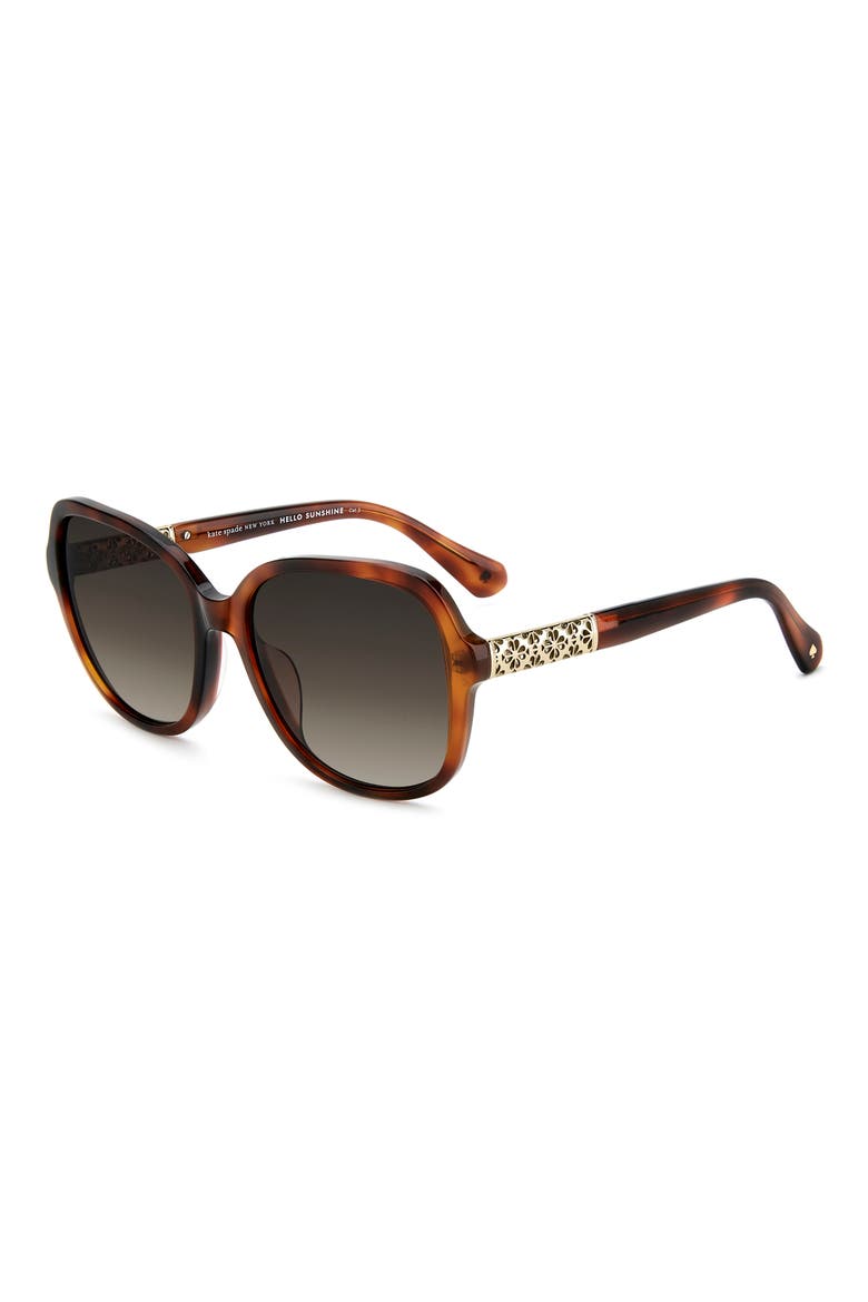 eliza 57mm gradient round sunglasses, Alternate, color, HAVANA/ BROWN