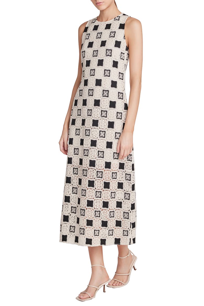 Crochet Patchwork Sleeveless Maxi Dress, Alternate, color, IVORY/BLACK